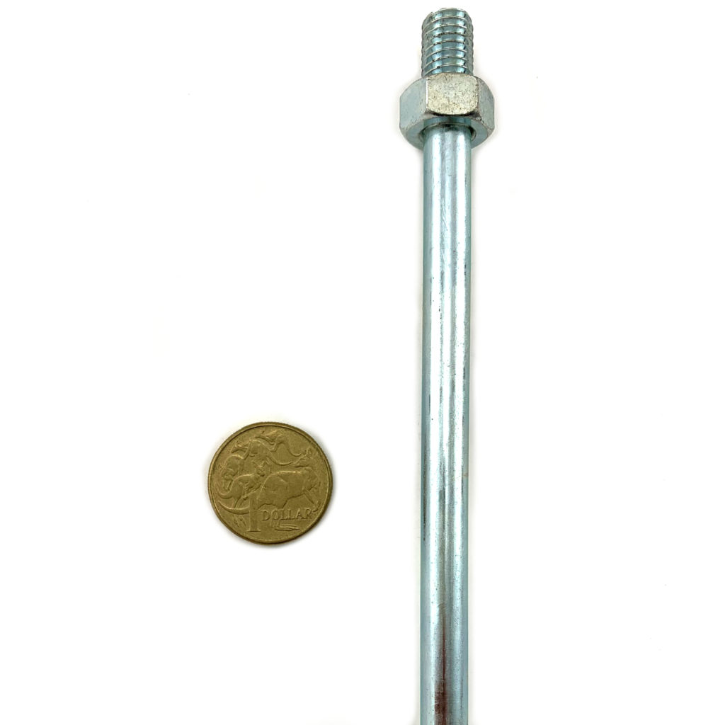 Threaded Rod, Zinc Plated, 10mm thread / 9mm wire. Includes 2 nuts ...